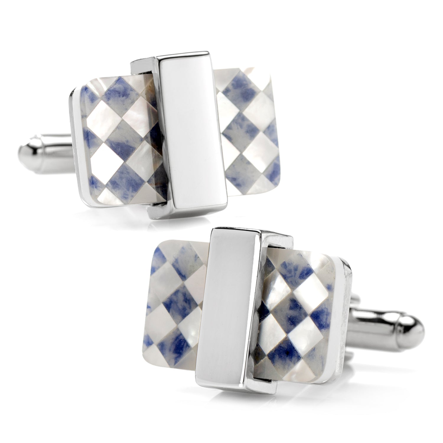 Checkered Cut Mother of Pearl Cufflinks Image 1