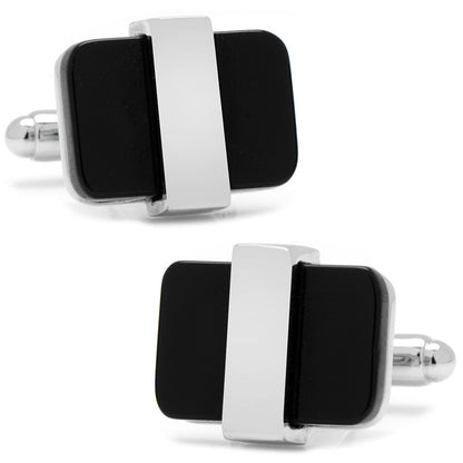 Silver Wrapped Onyx Cufflinks Image 1