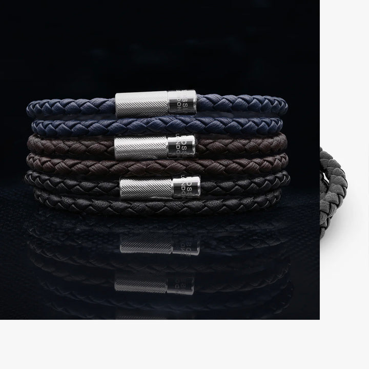 Pop Rigato Double Wrap Leather Bracelet In Black Image 5