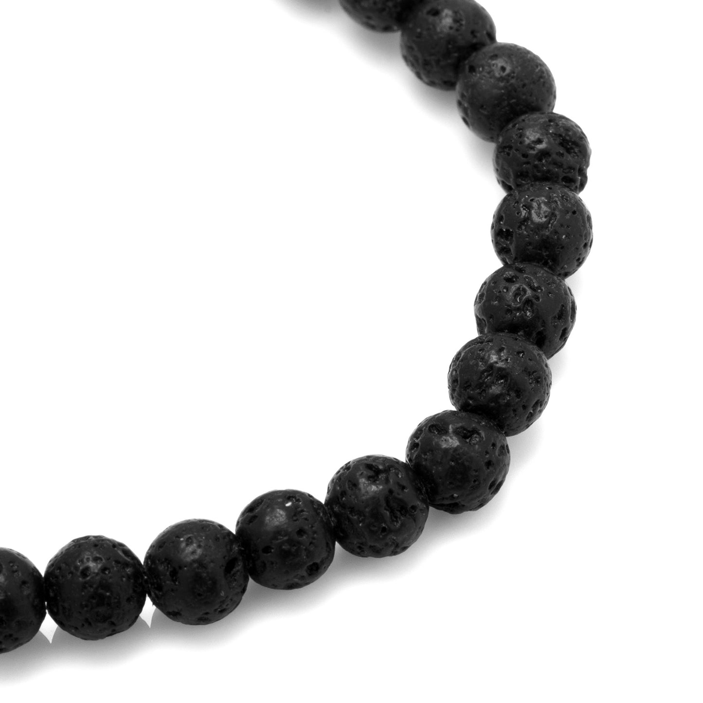 6mm Black Lava Rock Beaded Elastic Bracelet Image 2