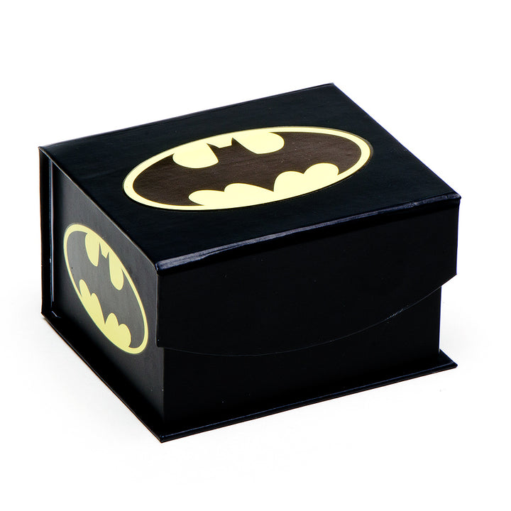 Satin Black Oval Batman Logo Cufflinks Packaging Image
