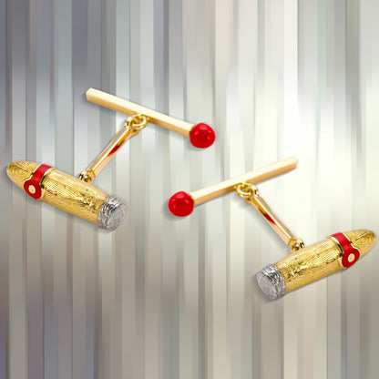 18K Yellow Gold Cigar & Matchstick Cufflinks Image 2