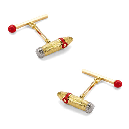 18K Yellow Gold Cigar & Matchstick Cufflinks Image 1