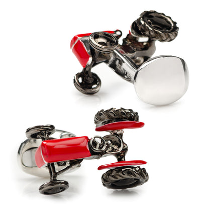 Sterling Silver Red Tractor Cufflinks
 Image 2