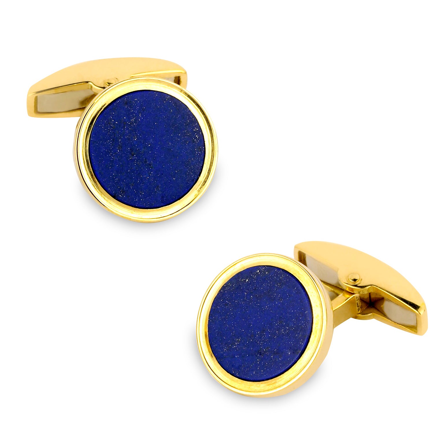 18K Gold Cufflinks with Lapis Lasuli Inlay Image 1