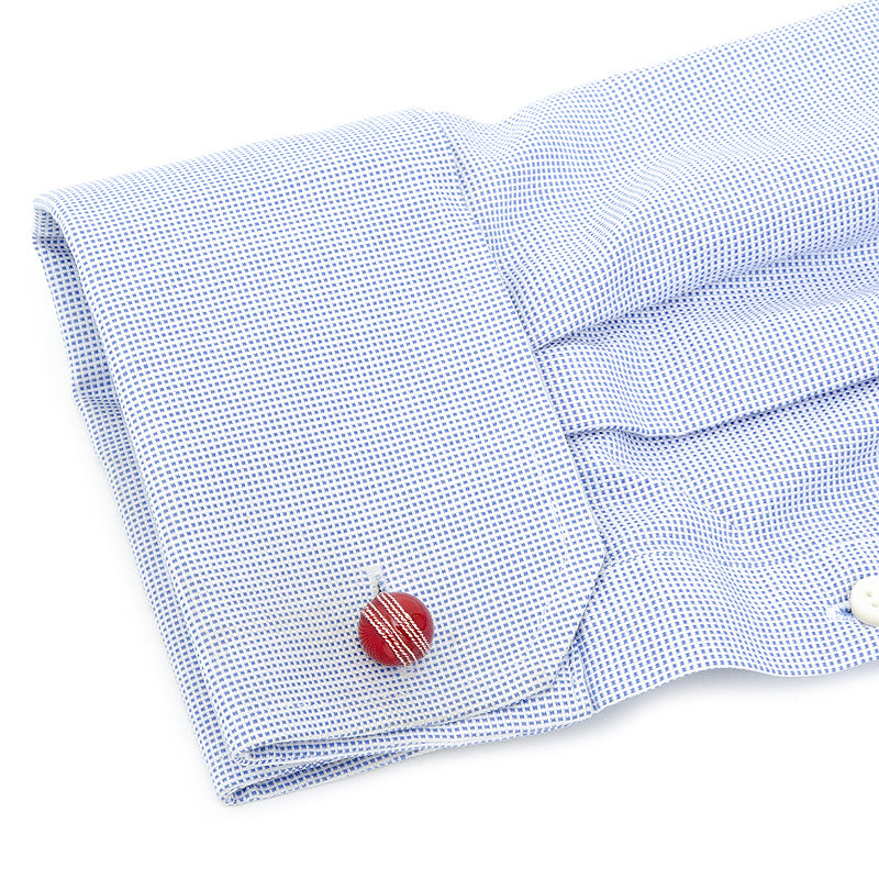 Sterling Red Cricket Ball Cufflinks Image 3