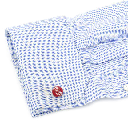 Sterling Red Cricket Ball Cufflinks Image 3