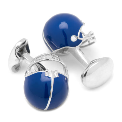 Sterling Silver Blue Football Helmet Cufflinks Image 2