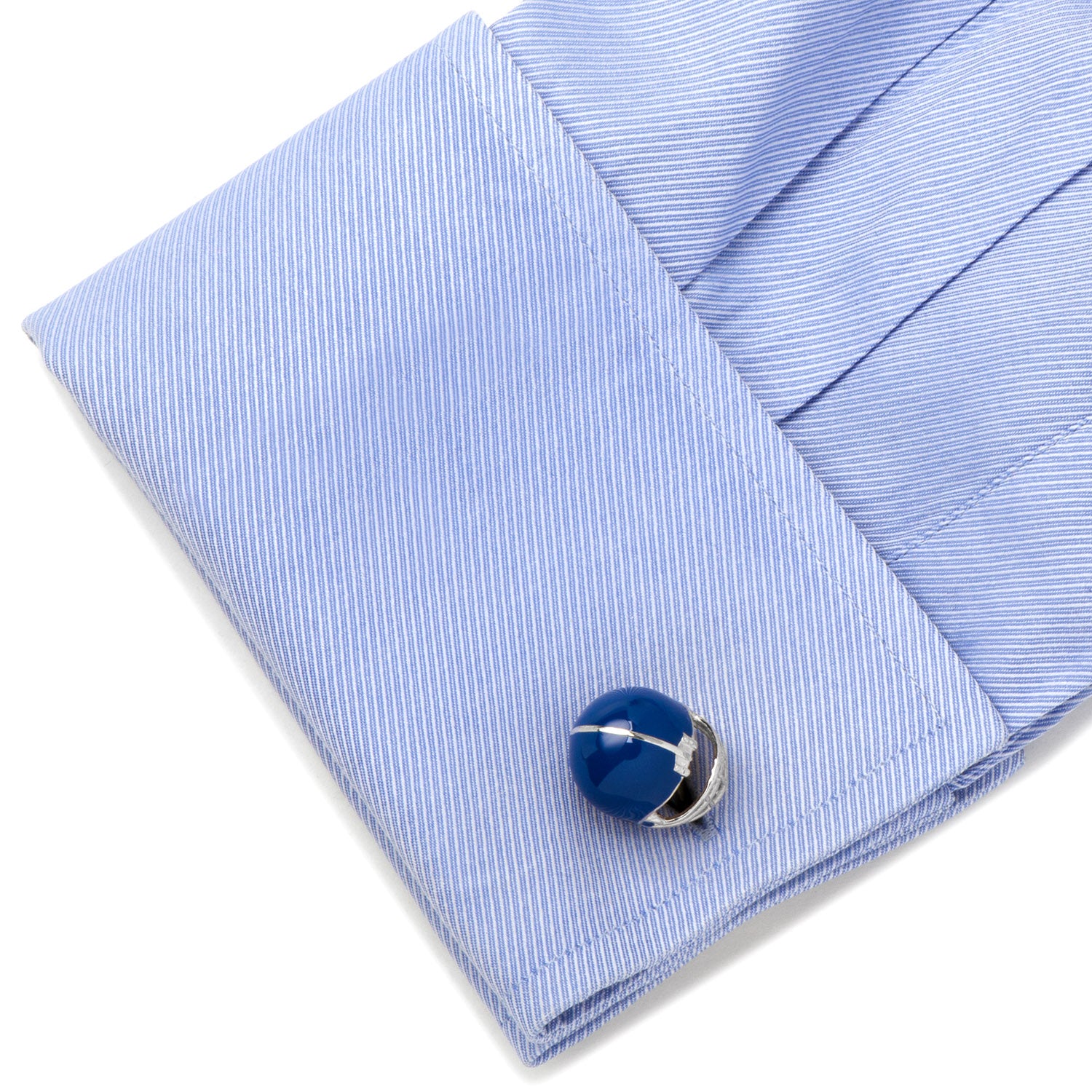 Sterling Silver Blue Football Helmet Cufflinks Image 3