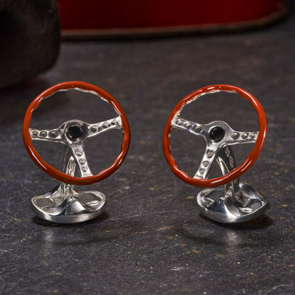 Sterling Silver Vintage Steering Wheel Cufflinks Image 5