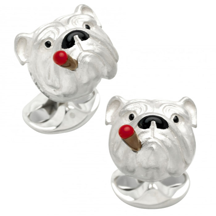 Sterling Silver Bulldog with Cigar Cufflinks Image 1