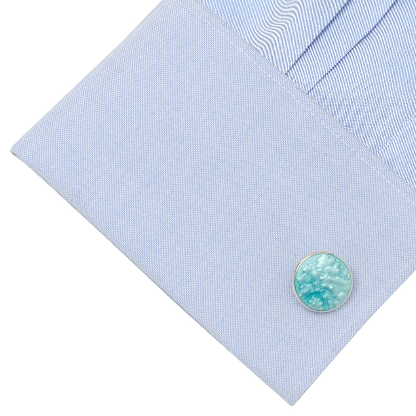 Sterling Silver Summer Haze Enamel Cufflinks in Turquoise Image 4