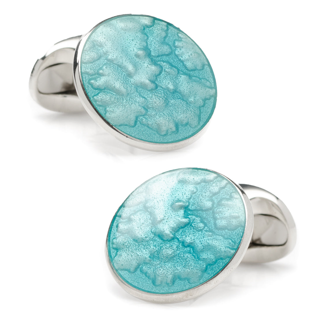 Sterling Silver Summer Haze Enamel Cufflinks in Turquoise Image 1