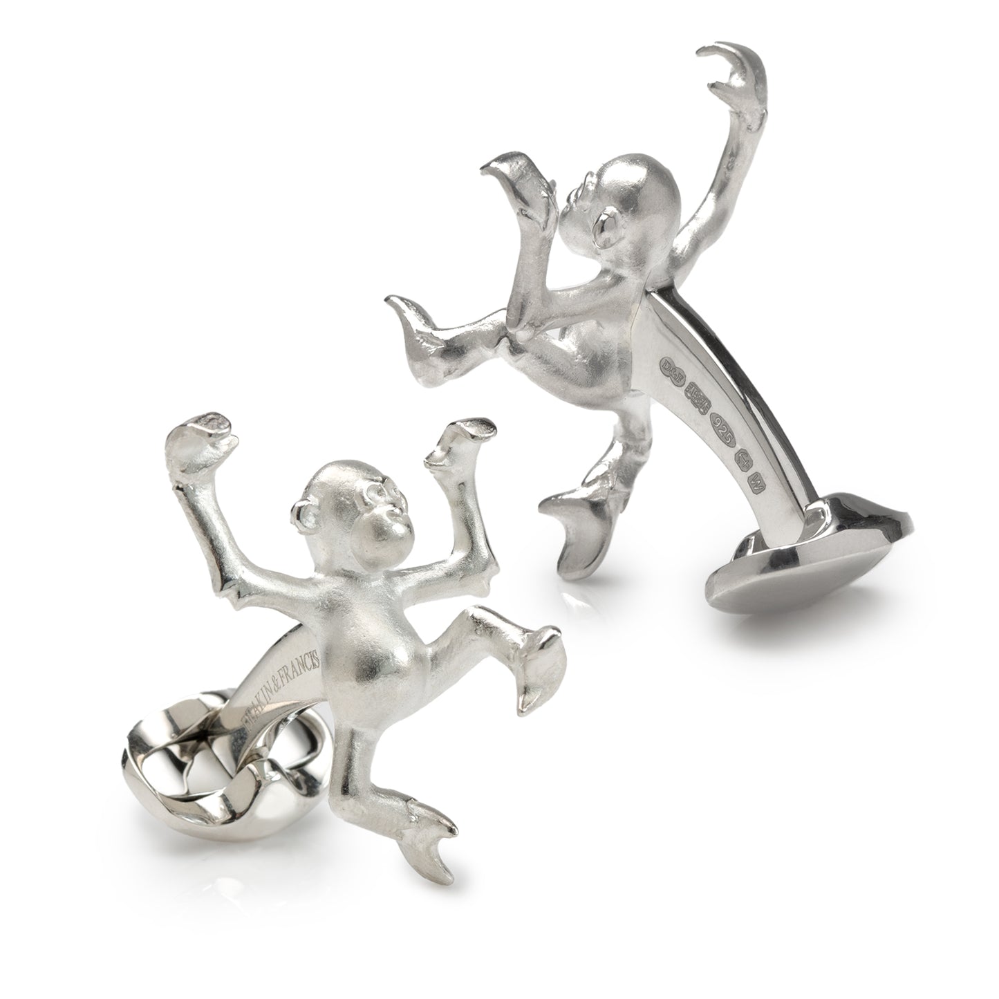 Sterling Silver ‘Tom’ Dancing Monkey Cufflinks
 Image 2