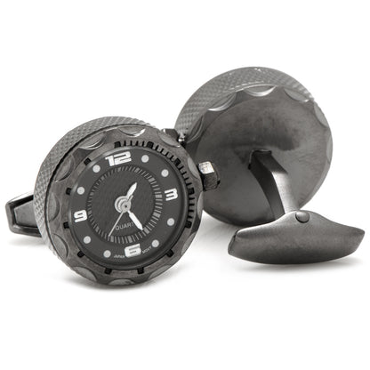 Gunmetal Stainless Steel Small Face Watch Cufflinks Image 2