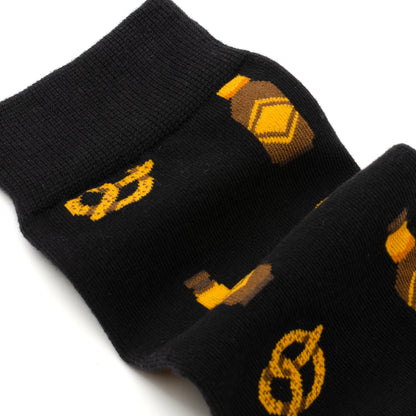 Beer Day Snacks Black Men's Socks Image 4