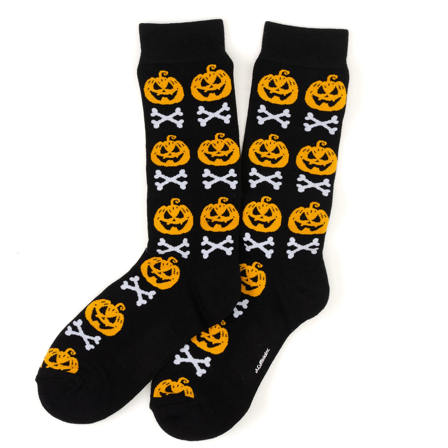 Bad To The Bone Pumpkin Black Men's Socks Image 2