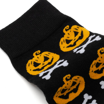 Bad To The Bone Pumpkin Black Men's Socks Image 4