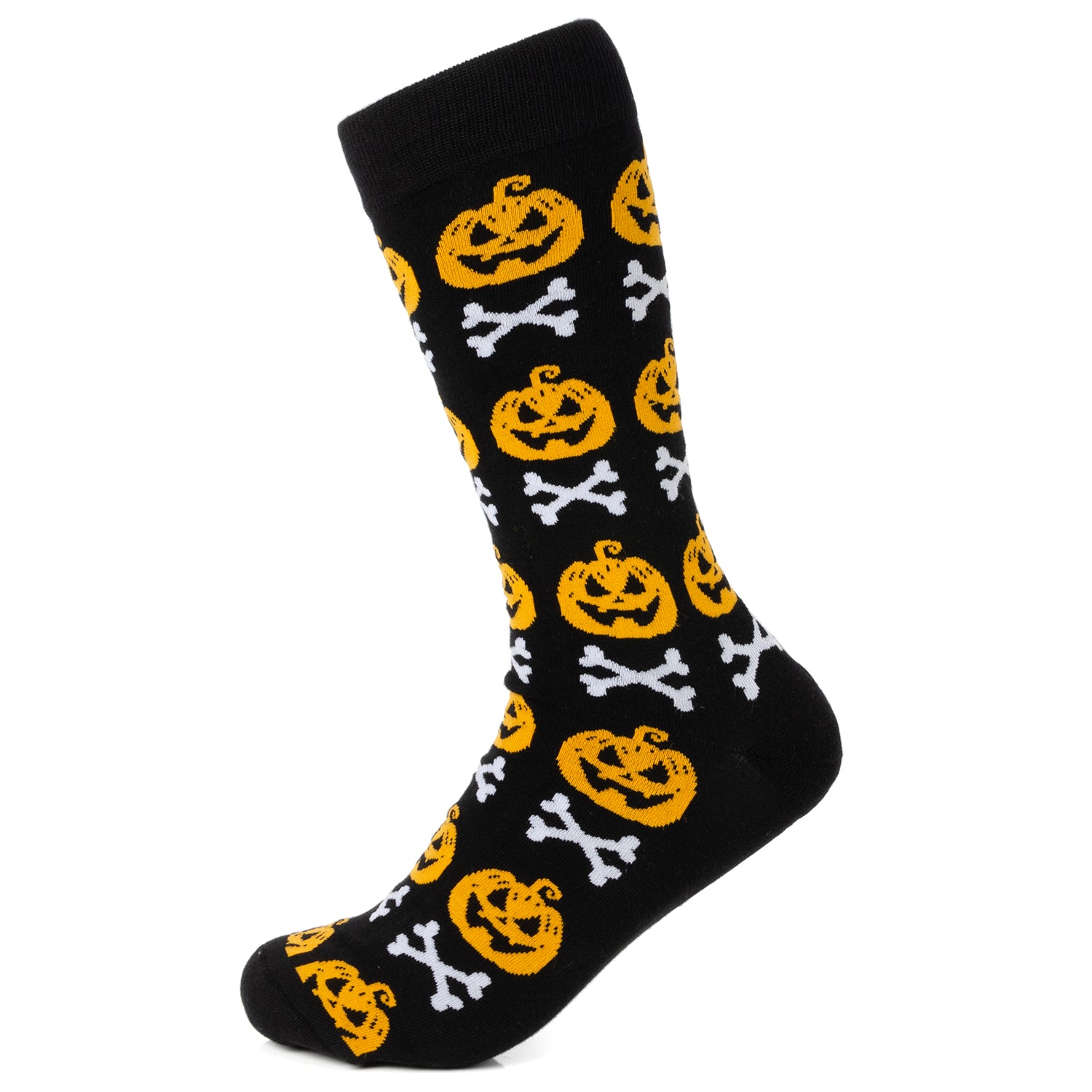 Bad To The Bone Pumpkin Black Men's Socks Image 1