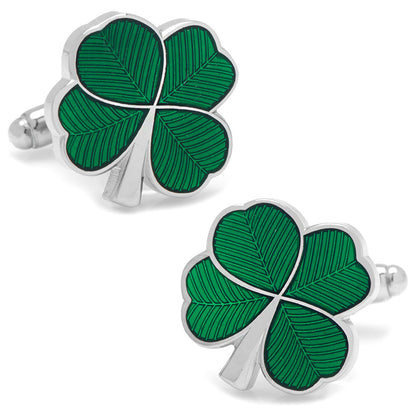 Green Clover Cufflinks and Tie Bar Gift Set Image 3