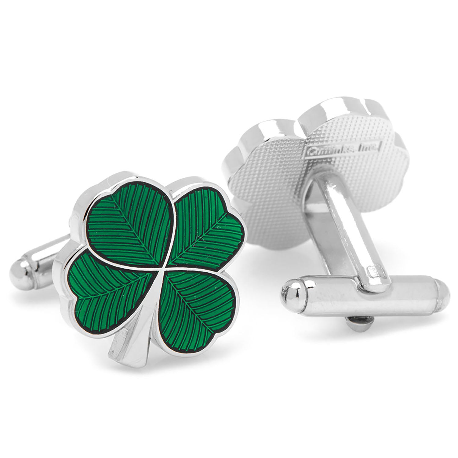 Green Clover Cufflinks and Tie Bar Gift Set Image 4