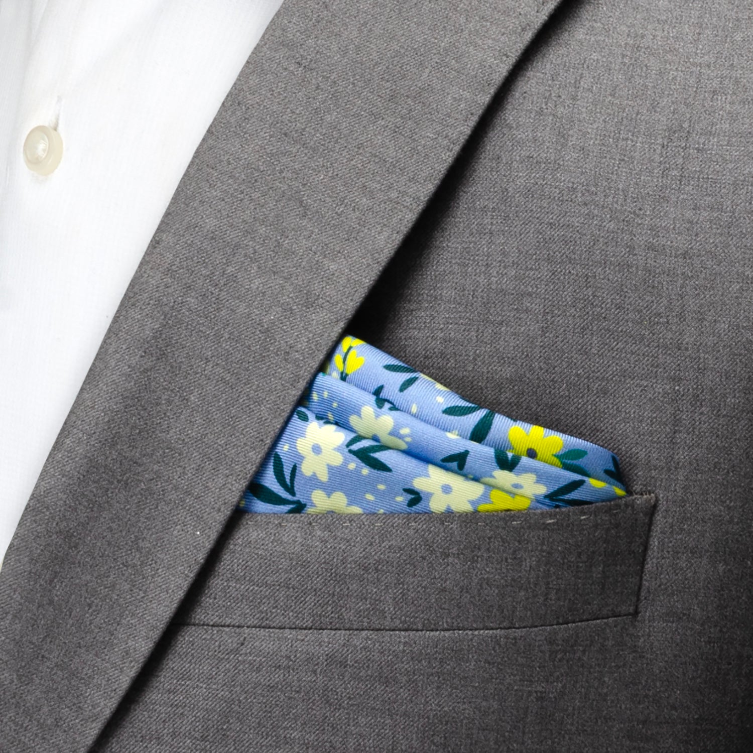 Floral Blue Pocket Square Image 2