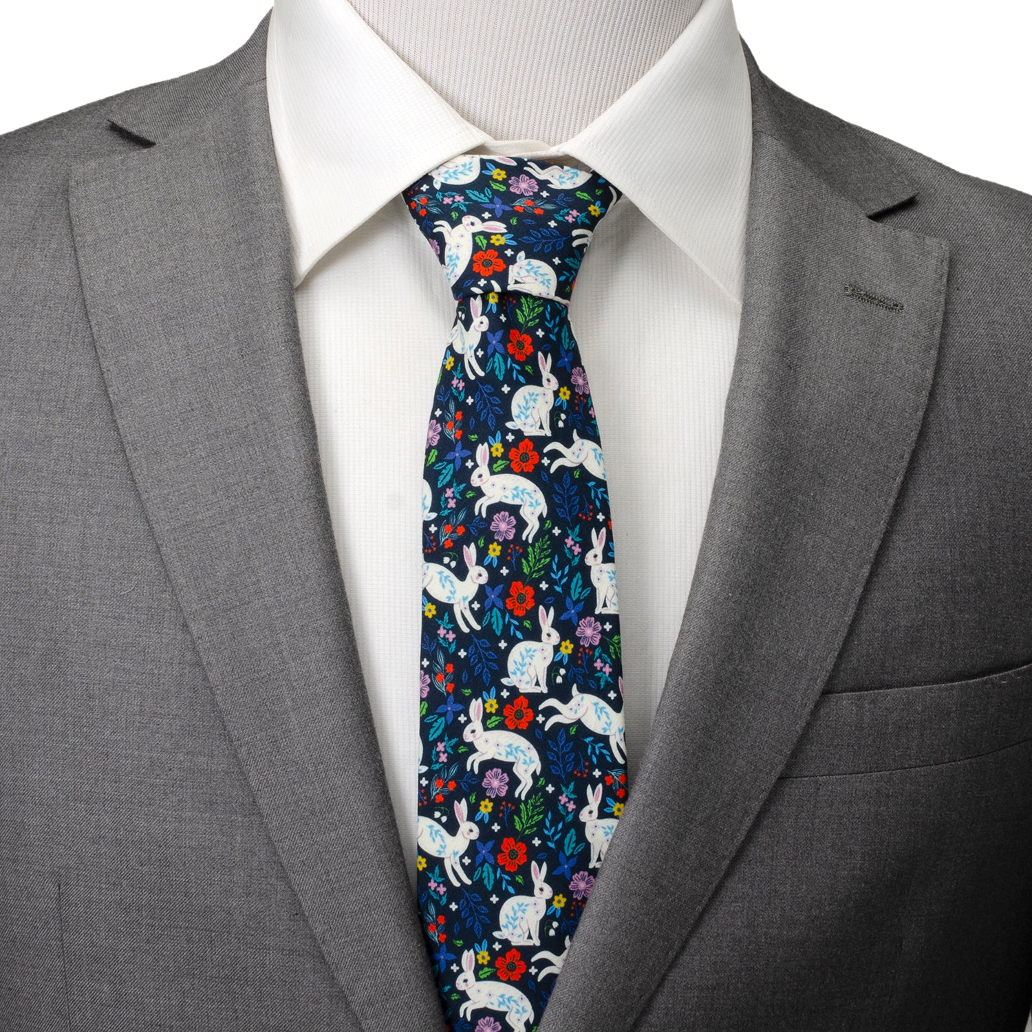 Floral Rabbit Men's Tie Image 2