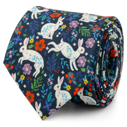 Floral Rabbit Men's Tie Image 1