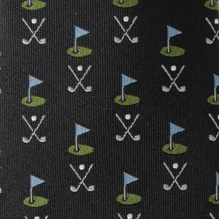 Golf Course Black Silk Men's Tie Image 4