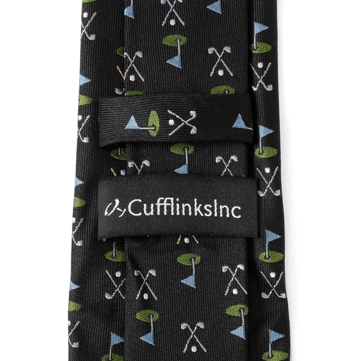 Golf Course Black Silk Men's Tie Image 5