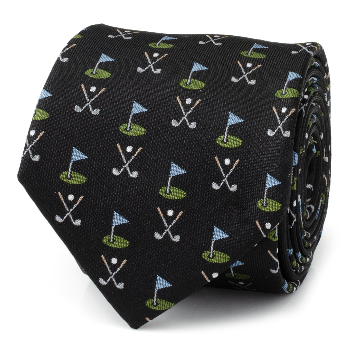 Golf Course Black Silk Men's Tie Image 1