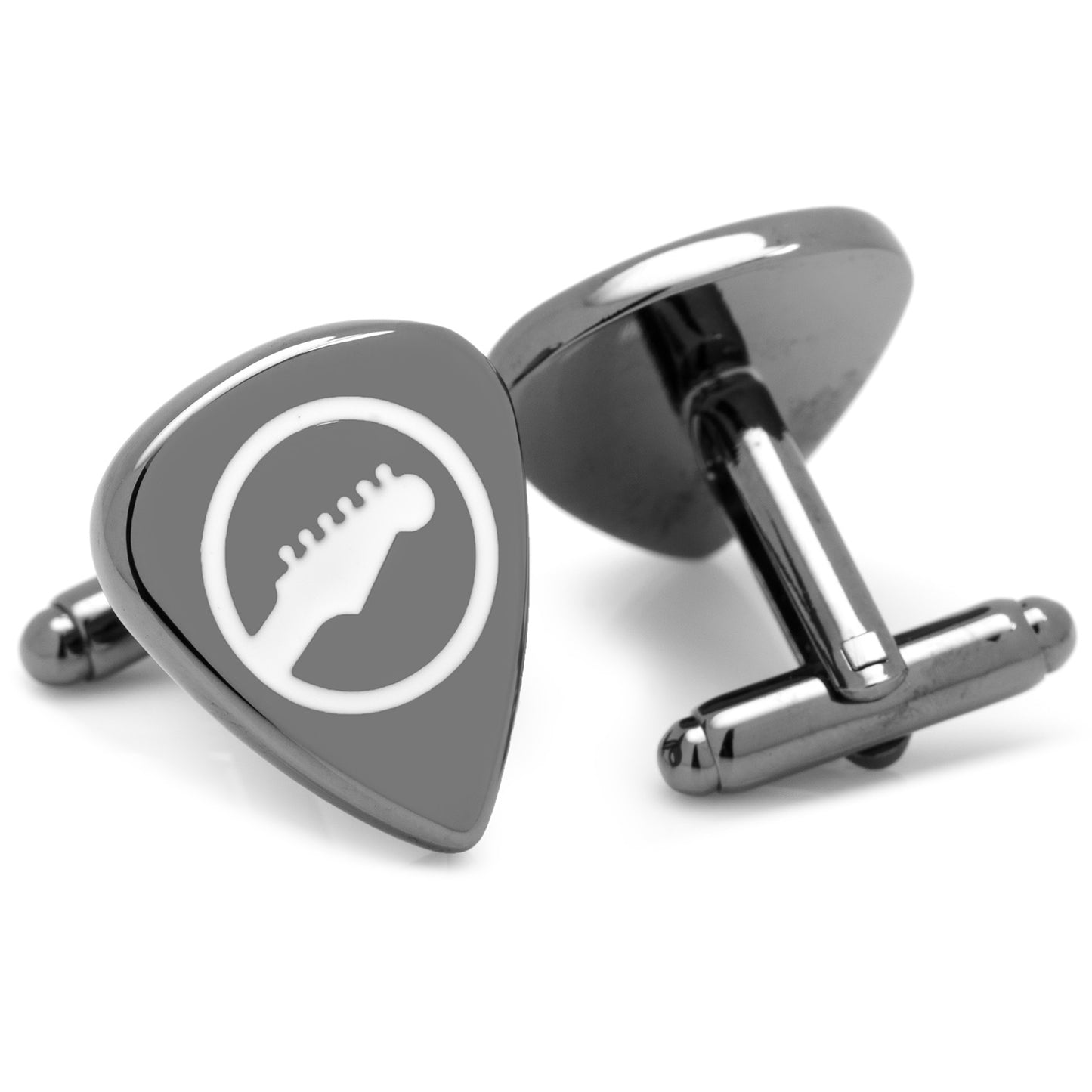 Black Guitar Pick Cufflinks Image 2