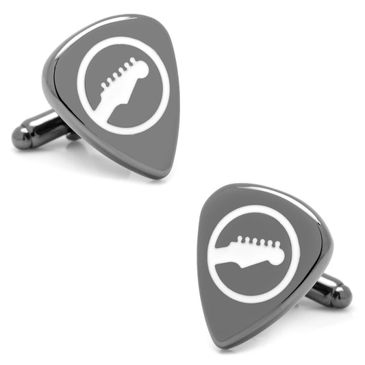 Black Guitar Pick Cufflinks Image 1