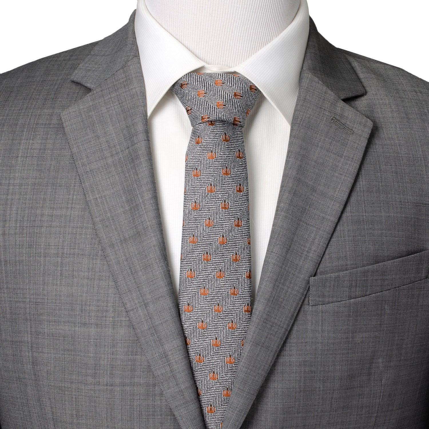 Holiday Pumpkin Herringbone Tie Image 2