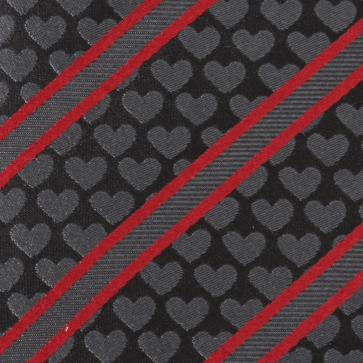 Black Heart Striped Men's Tie Image 4