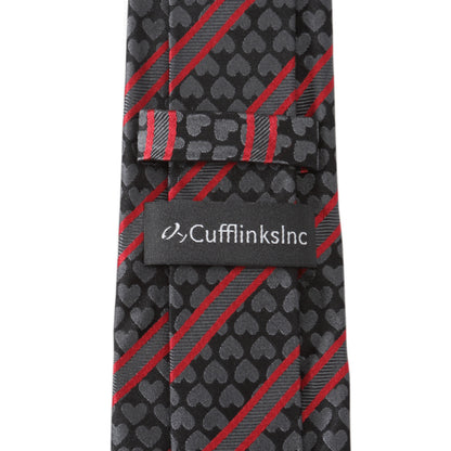 Black Heart Striped Men's Tie Image 5