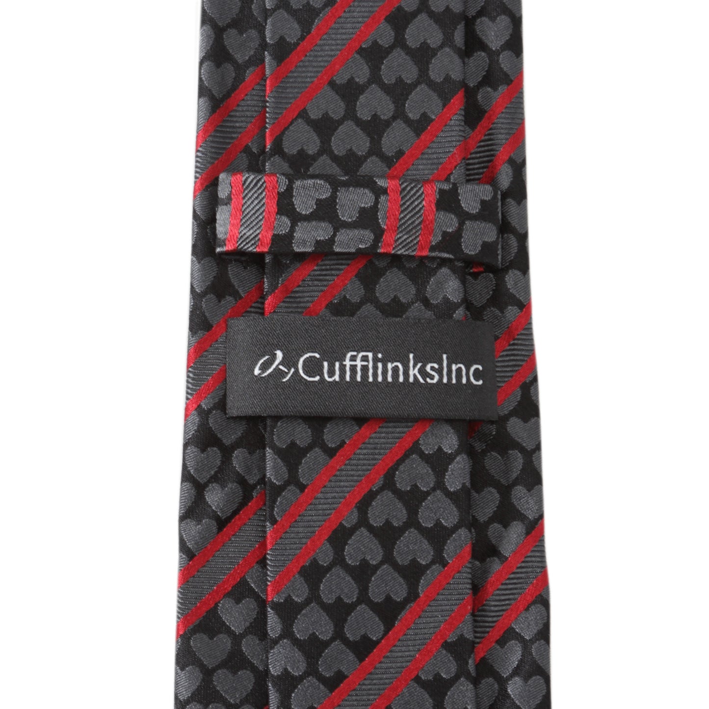 Black Heart Striped Men's Tie Image 5