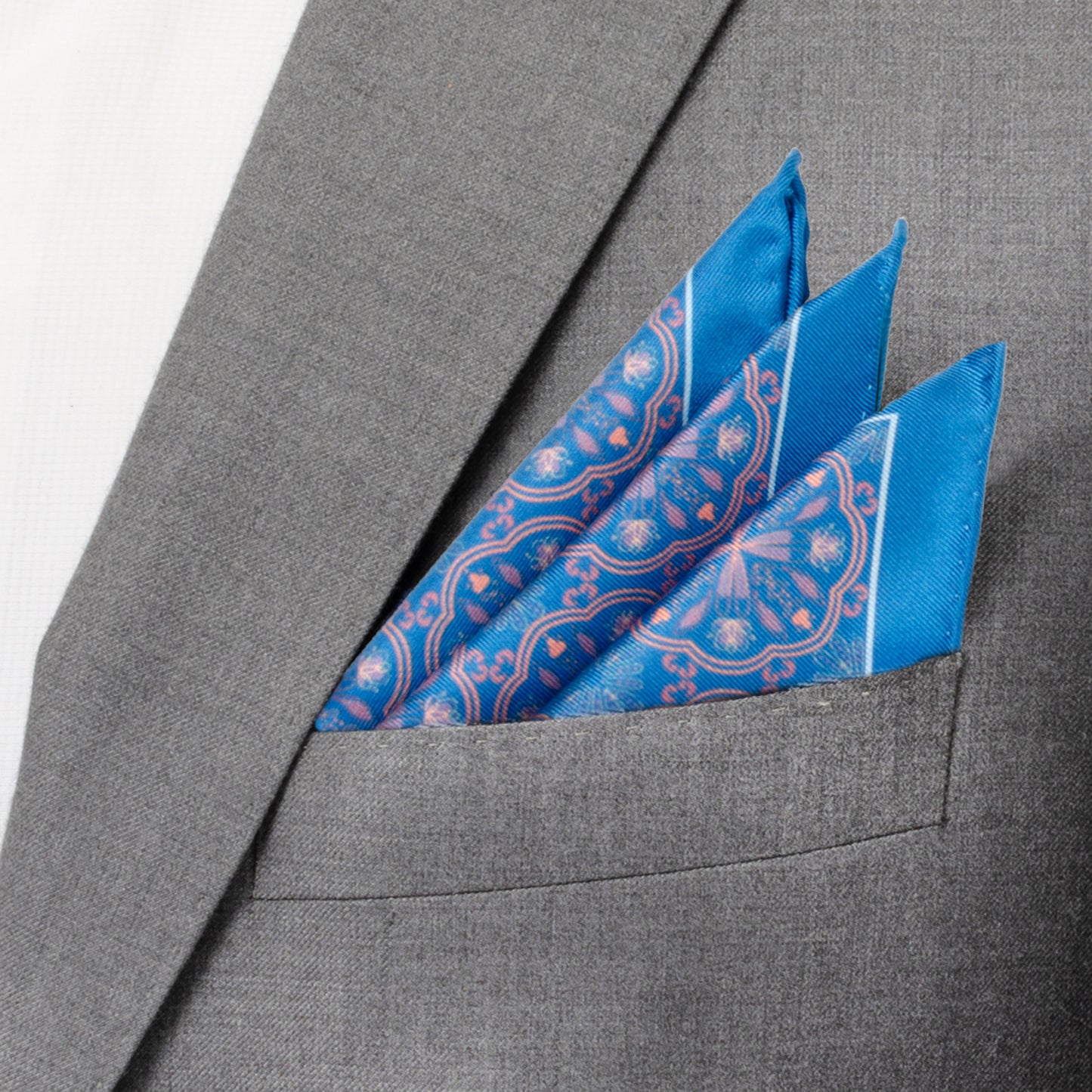 Aboriginal Ornament Patterned Blue Pocket Square Image 2