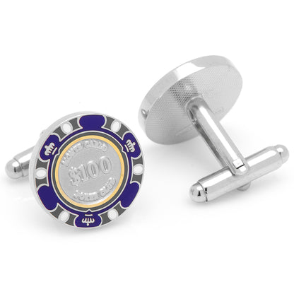 $100 Purple Poker Chip Cufflinks Image 2