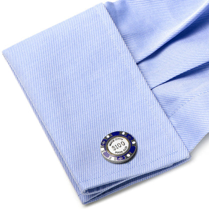 $100 Purple Poker Chip Cufflinks Image 3