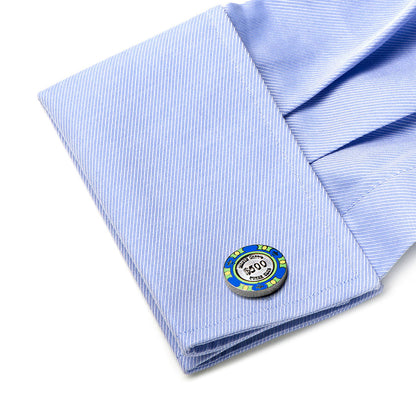 $500 Blue Poker Chip Cufflinks Image 3