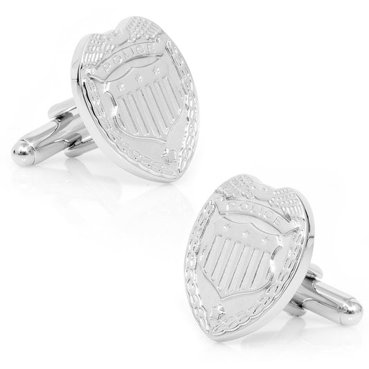 Silver Police Badge Cufflinks Image 1