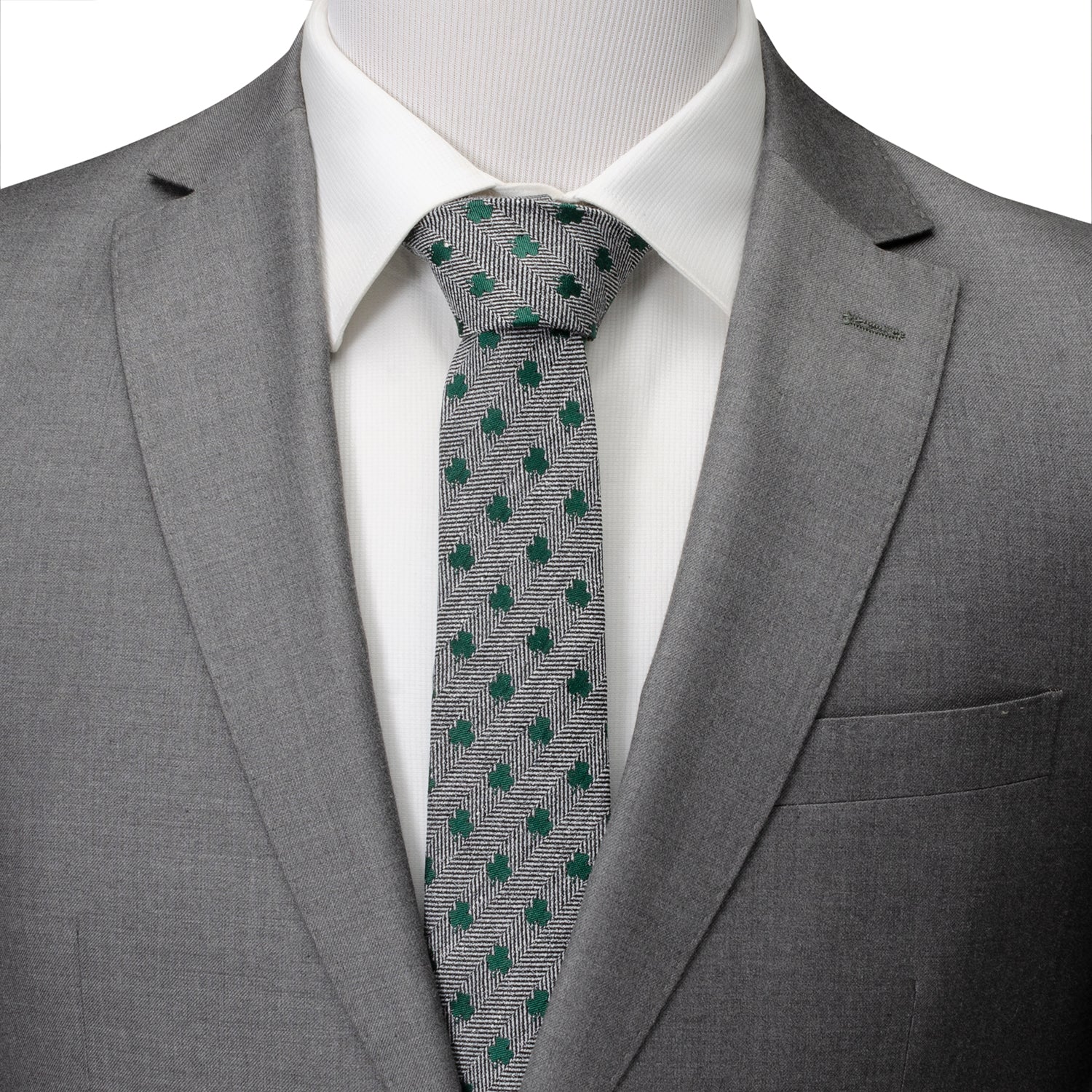 Herringbone Shamrock Men's Tie Image 2