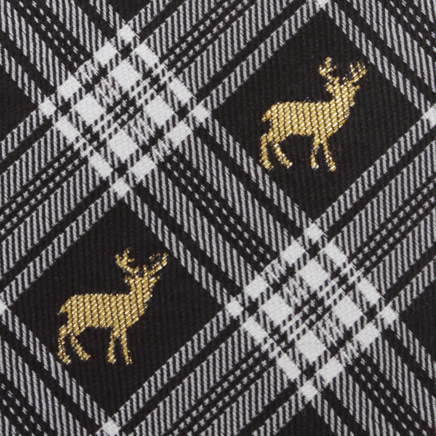 Black Plaid Stag Men's Tie Image 5