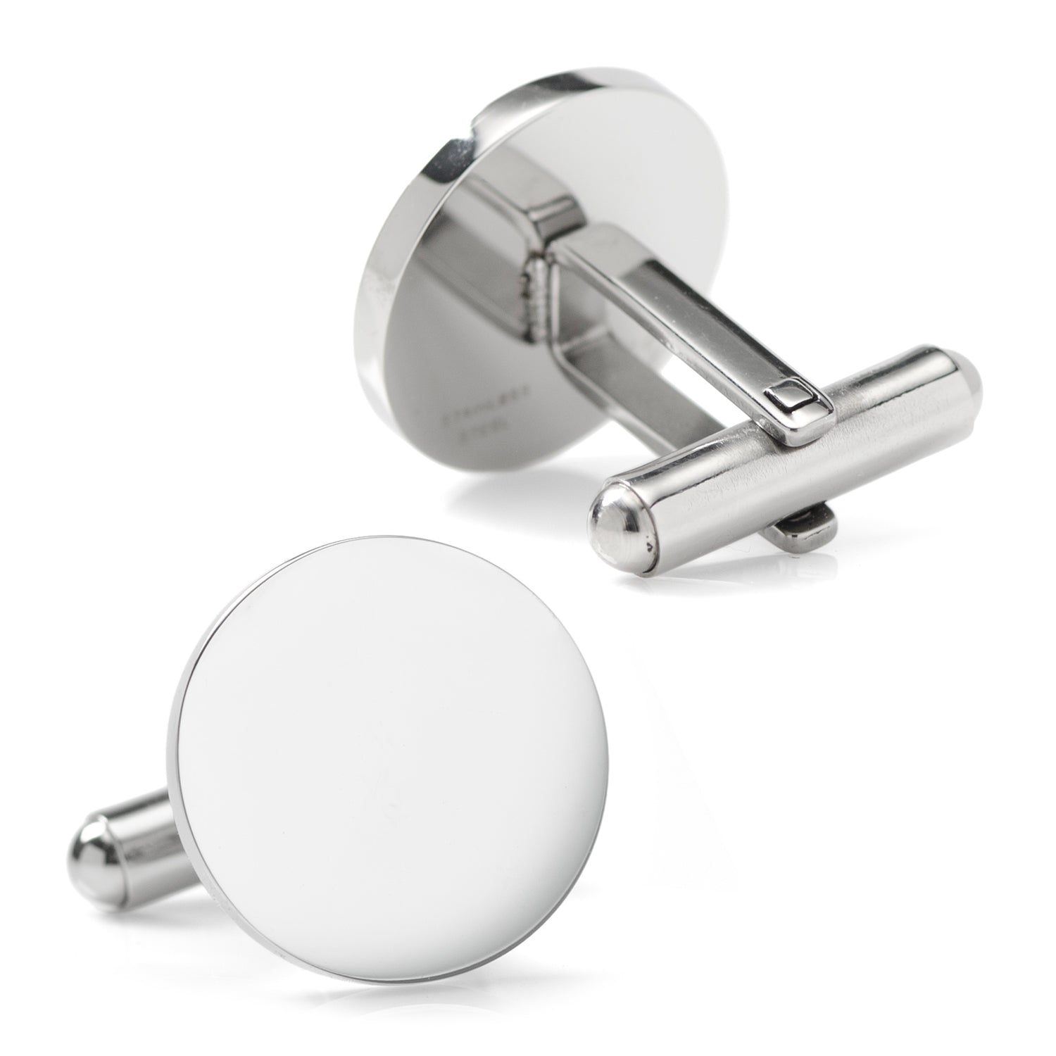 Stainless Steel Round Infinity Engravable Cufflinks Image 2