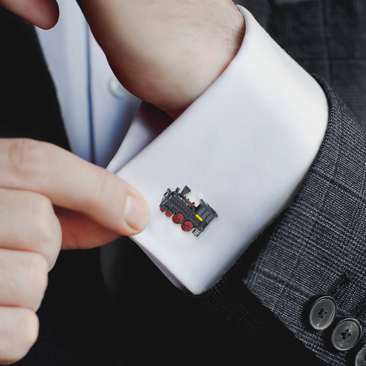 3D Steam Engine Cufflinks Image 2