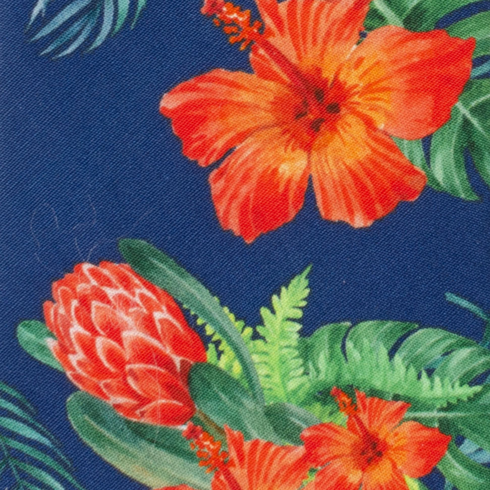 Tropical Hibiscus Men's Navy Tie Image 4