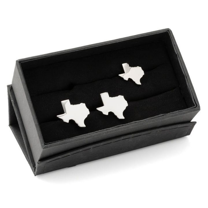 Silver Texas Cufflinks and Lapel Pin Gift Set Image 2