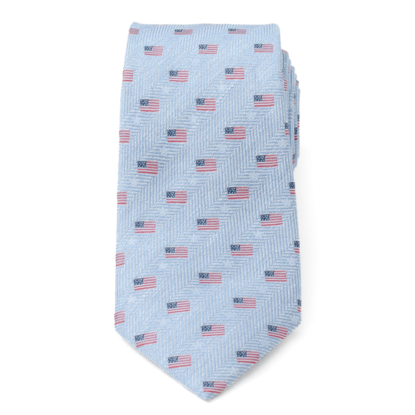 Light Blue American Flag Men's Tie Image 3