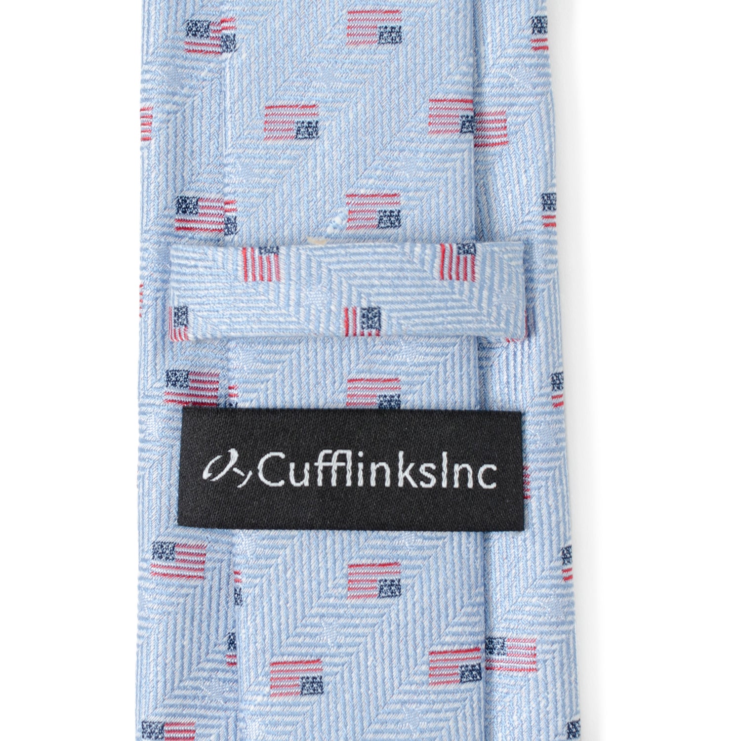 Light Blue American Flag Men's Tie Image 5